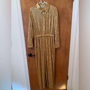 Vintage Brownstone Studios Gold Velvet Jumpsuit